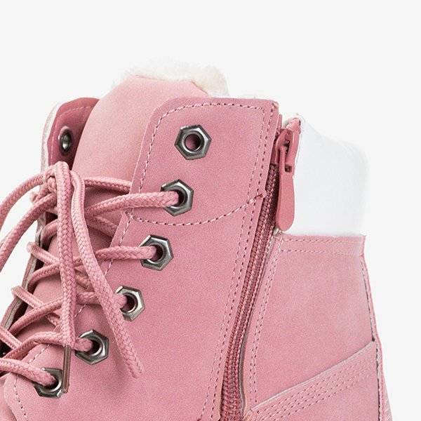 OUTLET Różowe trapery z białą wstawką Adeline - Obuwie