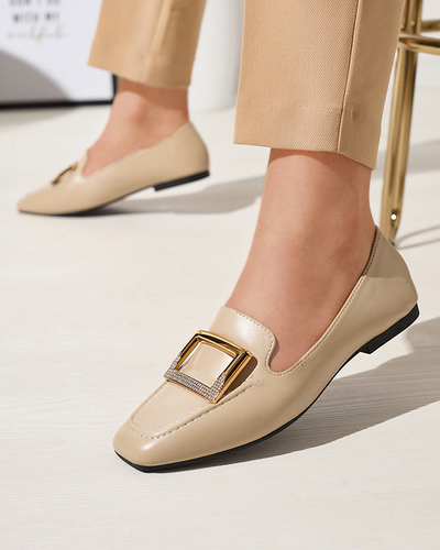 Бежевые женские мокасины с орнаментом Sefonta- Footwear