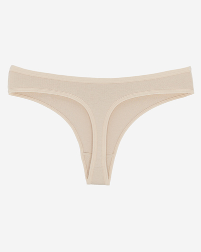 Smėlio spalvos medvilnės moteriškos vienspalvės stringai su raštu - Apatiniai rūbai