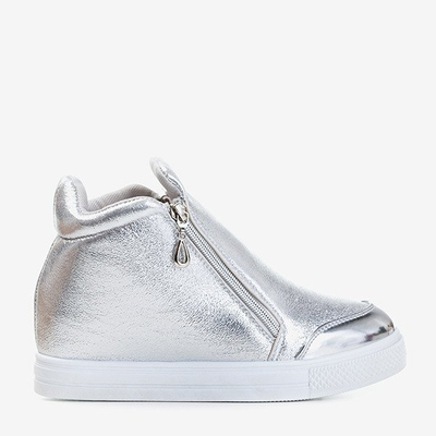 Srebrne damskie sneakersy na ukrytym koturnie Haveria - Obuwie