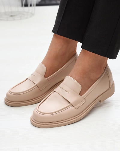 Smėlio spalvos moteriški mokasinai iš eko odos Zibom- Avalynė