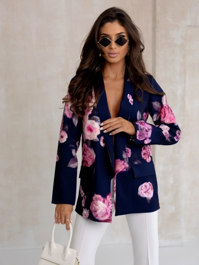 Женский блейзер Royalfashion без застежки с цветами розы