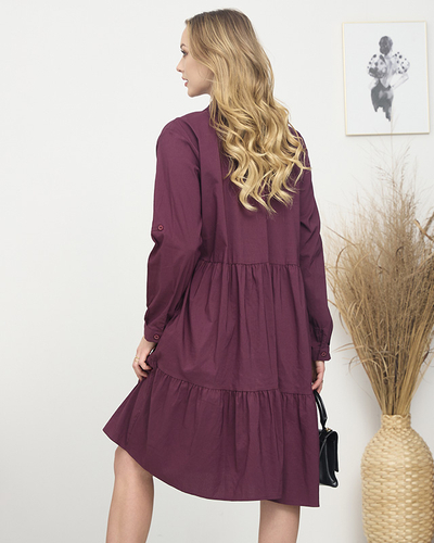 Bordo spalvos moteriška suknelė PLUS SIZE- Drabužiai