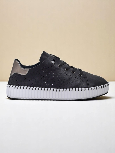 Royalfashion Women's Luna Lace Cutout Sneakers