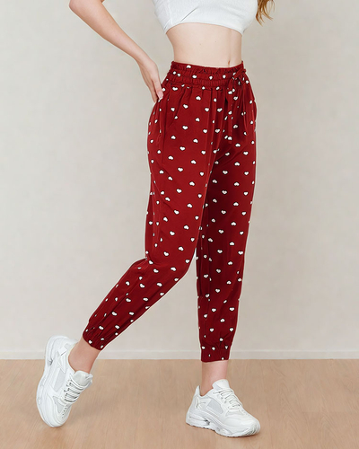 Royalfashion Женские брюки из ткани с сердечками
