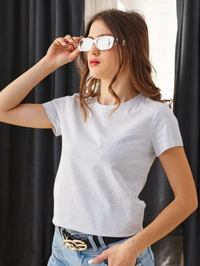 Royalfashion Moteriška medvilninė kasdienė marškinėliai su apykakle