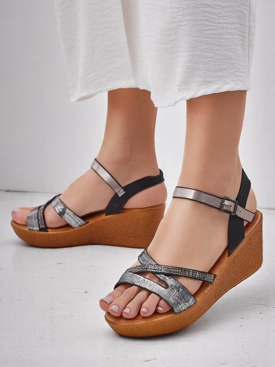 Royalfashion moteriški aukštakulniai sandalai su strazdanais ir blizgučiais Eclat