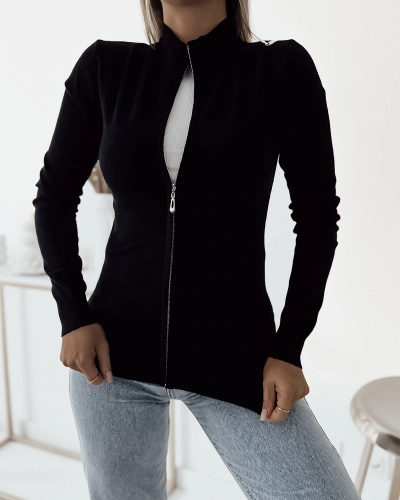 "Royalfashion" Juodas platėjančio kirpimo megztinis