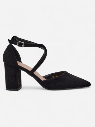 Royalfashion moteriški ekozomšiniai aukštakulniai bateliai su Kanastru dirželiais