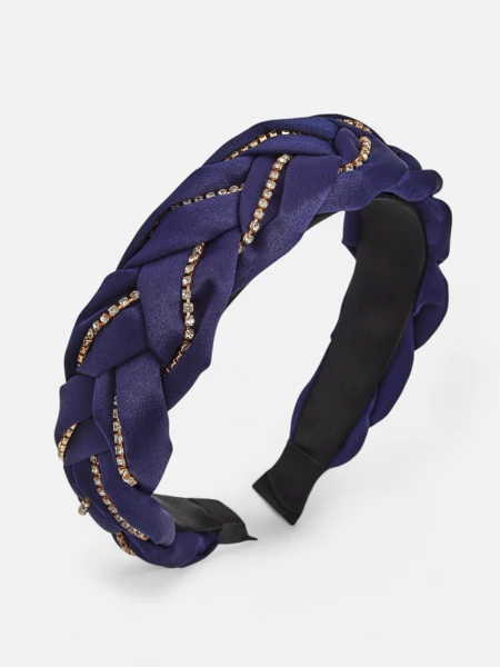 Royalfashion Opaska do włosów – warkocz z cyrkoniami – totalny sztos!