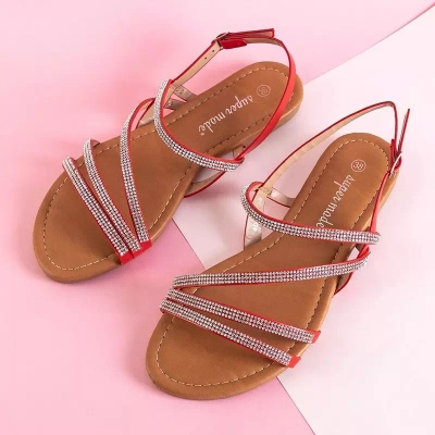 OUTLET Красные женские сандалии с фианитом Mitali - Обувь