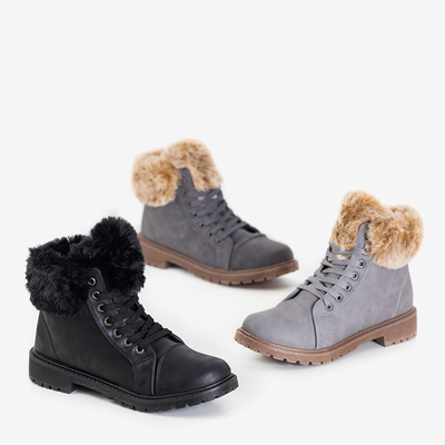 Tamsiai pilki moteriški batai su kailiu Zonevka - Avalynė