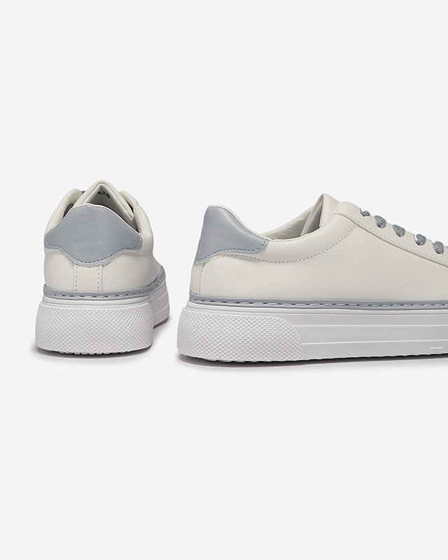 Белые женские спортивные кроссовки с синими вставками Assalia - Обувь