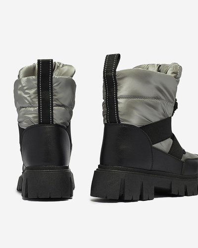 Juodai pilki moteriški sniego batai plokščiu padu "Ferory- Footwear"