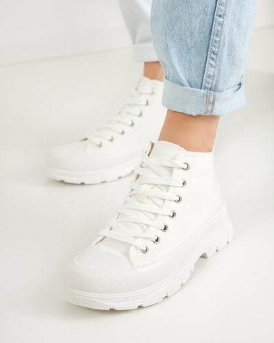 Белые женские высокие кеды Alostino