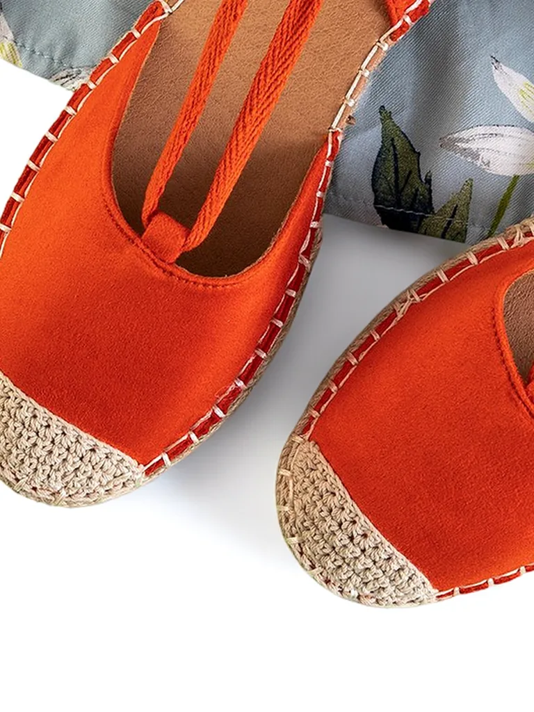 Oranžinės moteriškos surištos espadrilės Ninah - Batai