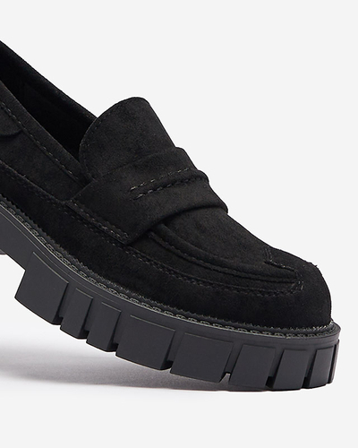 Мокасины из эко замши черного цвета для женщин Siherta- Footwear
