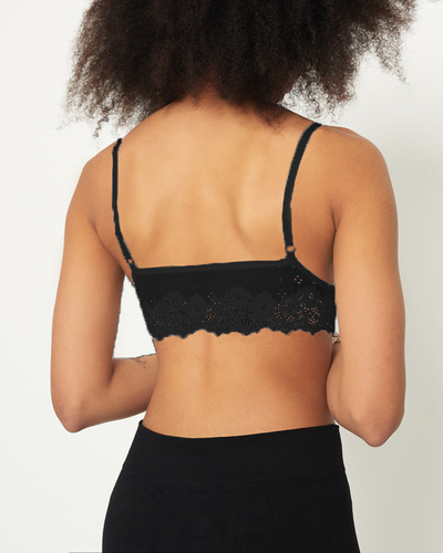 Черный кружевной бюстгальтер без косточек для женщин - Нижнее белье