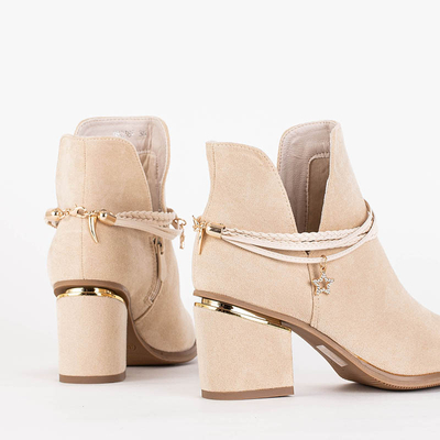 Smėlio spalvos moteriški batai ant stulpelio Sheea - Avalynė