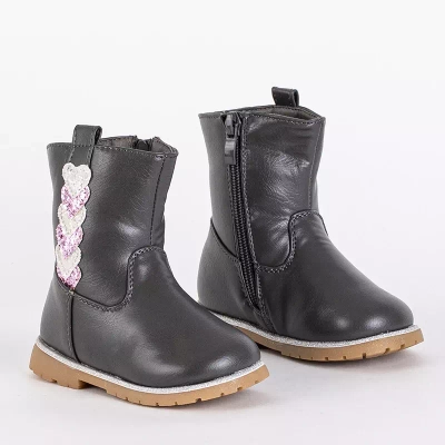 OUTLET Серые сапоги для девочек с декоративным верхом Nokimi-Shoes