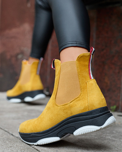 OUTLET Geltoni moteriški apšiltinti ekovamšos batai "Ducti" - Avalynė