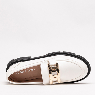 Moteriški balti batai su grandinėle Semla - Avalynė