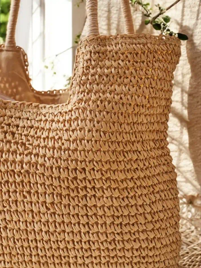 Royalfashion Didelis pintas šiaudinės rankinės moterims