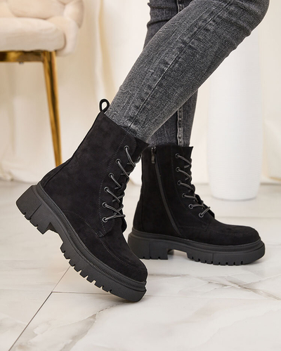 "Royalfashion" Juodi moteriški nėriniuoti batai "Cacava"