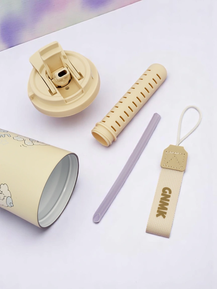 Royalfashion Termo puodelis su krepšeliu, šiaudeliu ir snapeliu Happy Dog