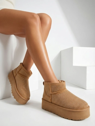 Женские снежные сапоги Royalfashion цвета бежевого цвета в стиле UGGs Corob