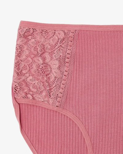 Женские ребристые трусики темно-розового цвета PLUS SIZE - Нижнее белье