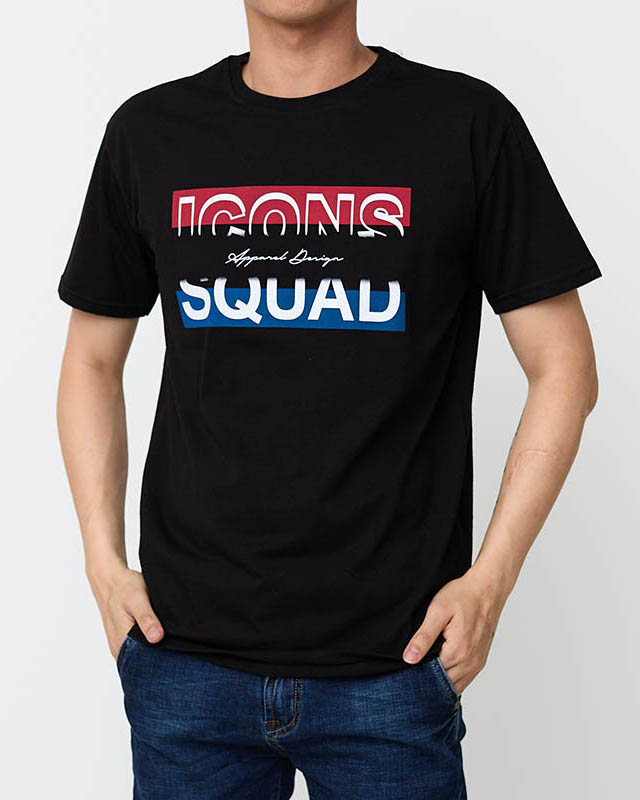 Черная мужская футболка с принтом - Одежда