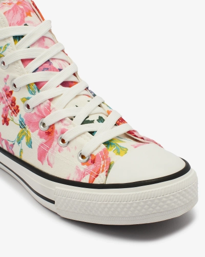 "Royalfashion" Moteriški aukšti balti sportbačiai su gėlių raštu "Fahenna"