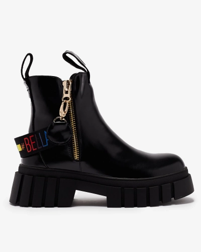 Royalfashion Juodi moteriški batai iš ekologiškos odos Ceriop