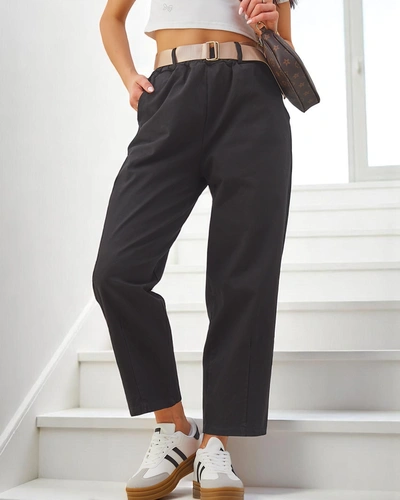 Royalfashion Medvilnės tiesios moterų audinio kelnės