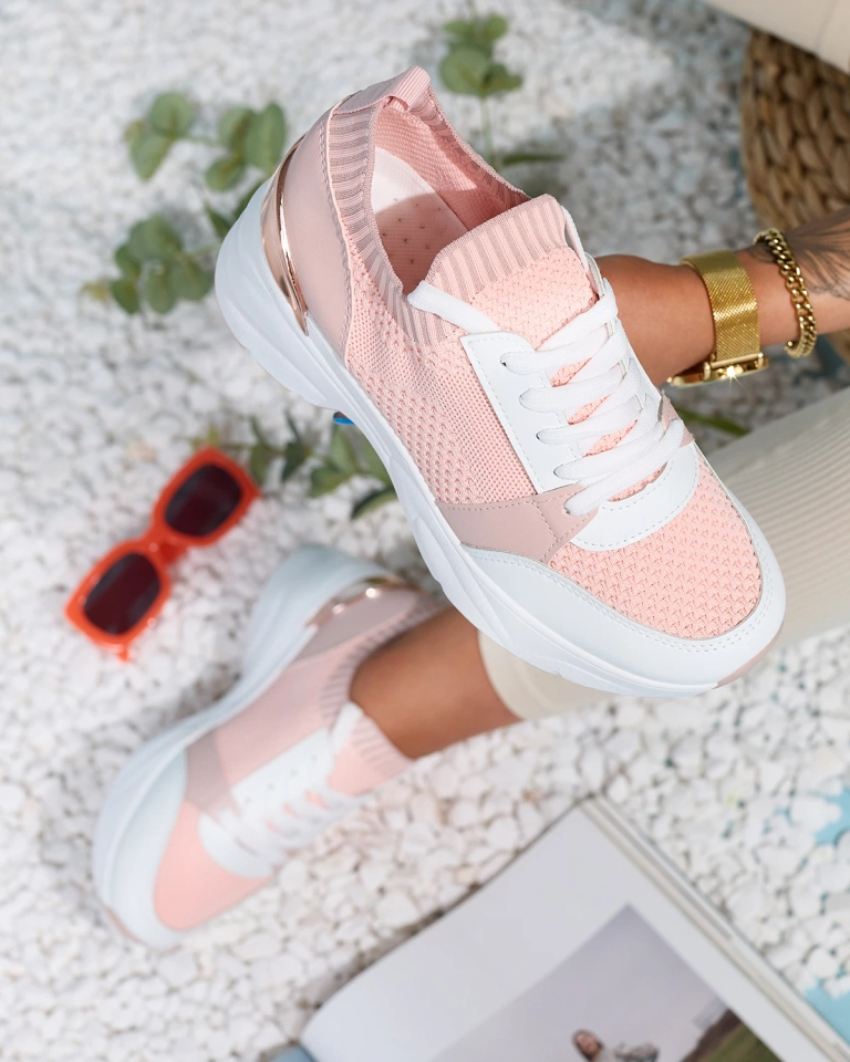 Розовые женские спортивные кроссовки на каблуке Ezetta- Footwear