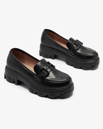 Juodi moteriški mokasinai tvirtu padu Zeleri - Avalynė