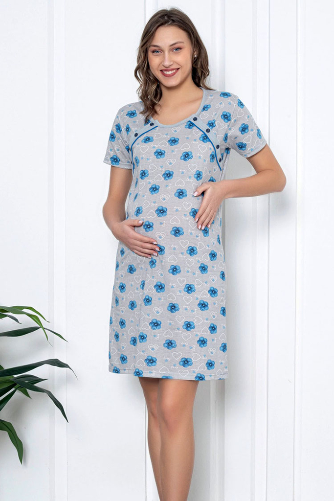 Royalfashion Nėščiųjų ir žindyvių naktiniai marškiniai su gėlėmis