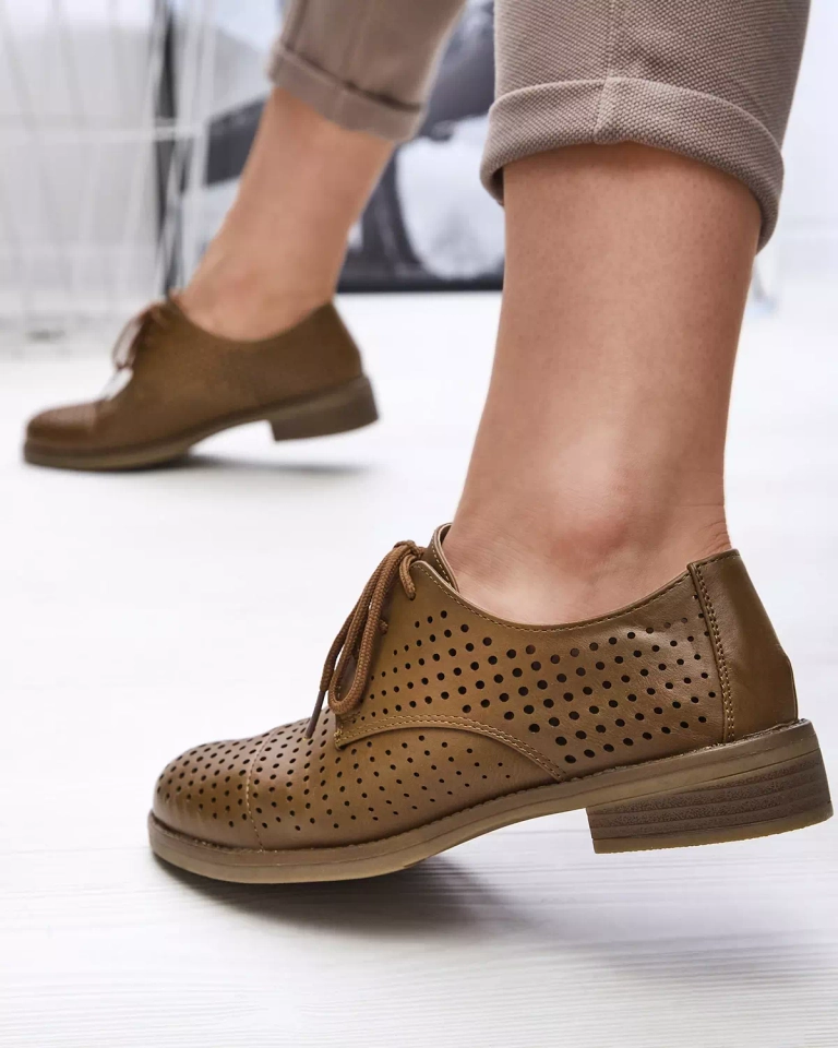 Ажурные коричневые женские полуботинки из эко-кожи Azedvo- Footwear