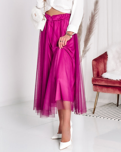 Женская двухслойная юбка-миди фиолетового цвета - Одежда