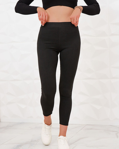 Royalfashion Черные женские теплые брюки-теггинсы