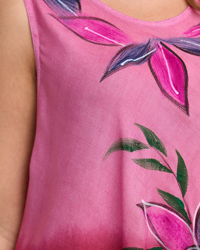 Женская пляжная накидка темно-розового цвета, платье с цветочным узором - Одежда