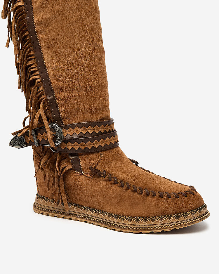 Royalfashion Коричневые женские сапоги выше колена со скрытым якорем Figerra