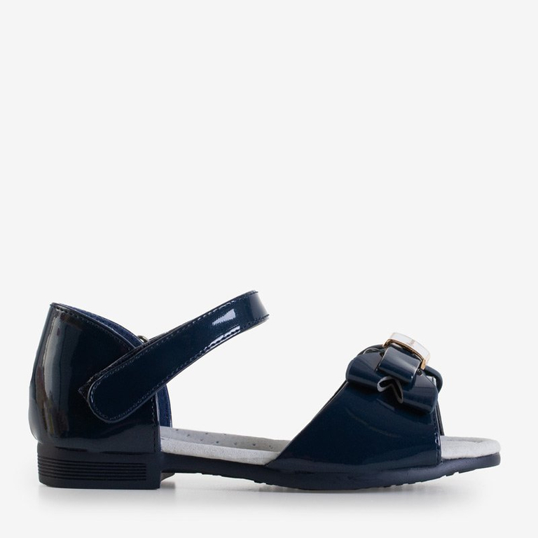 Темно-синие детские босоножки с бантиком Medo