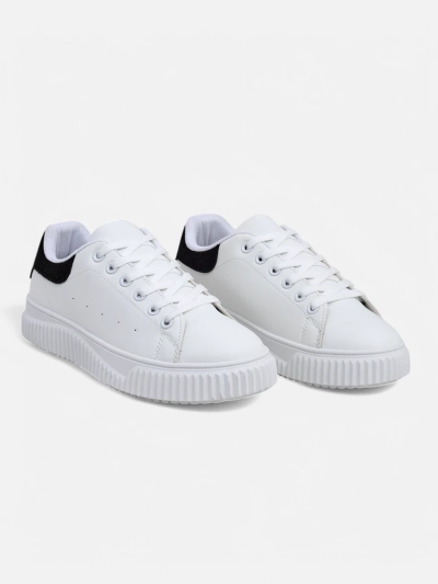 Callista Platform Eco Leather Sneakers for Ladies - White & Black