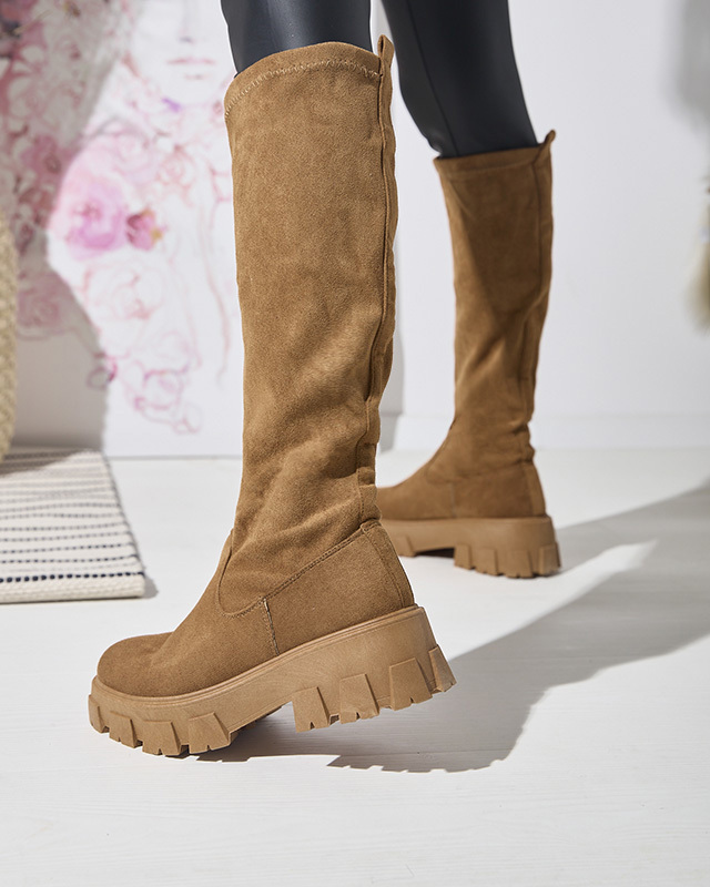 Женские верблюжьи сапоги-слипы до колена Nedara - Обувь