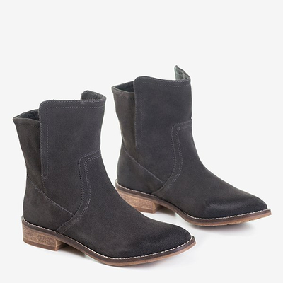 Ciemnoszare botki damskie na płaskim obcasie Judetta - Obuwie