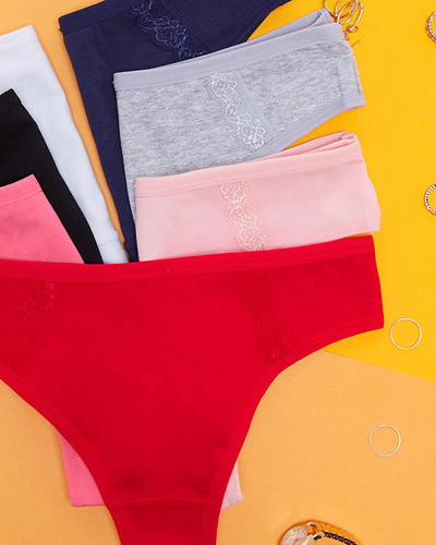 Moteriškų medvilninių kelnaičių komplektas su nėriniais 7 / pak. - Apatiniai