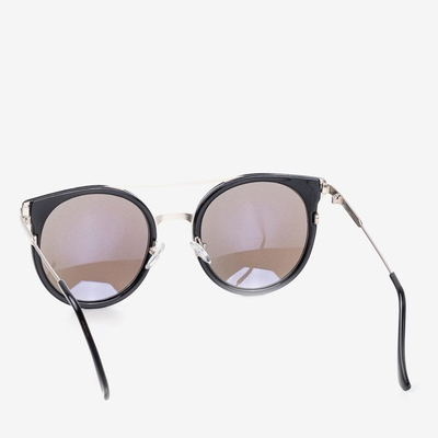 Черные круглые солнцезащитные очки с синими линзами - Очки