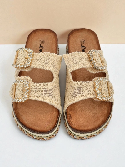Royalfashion Женские мюли с пряжками из страз GlamCork
